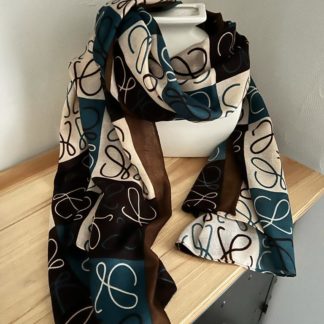 Foulard marron & bleu canard