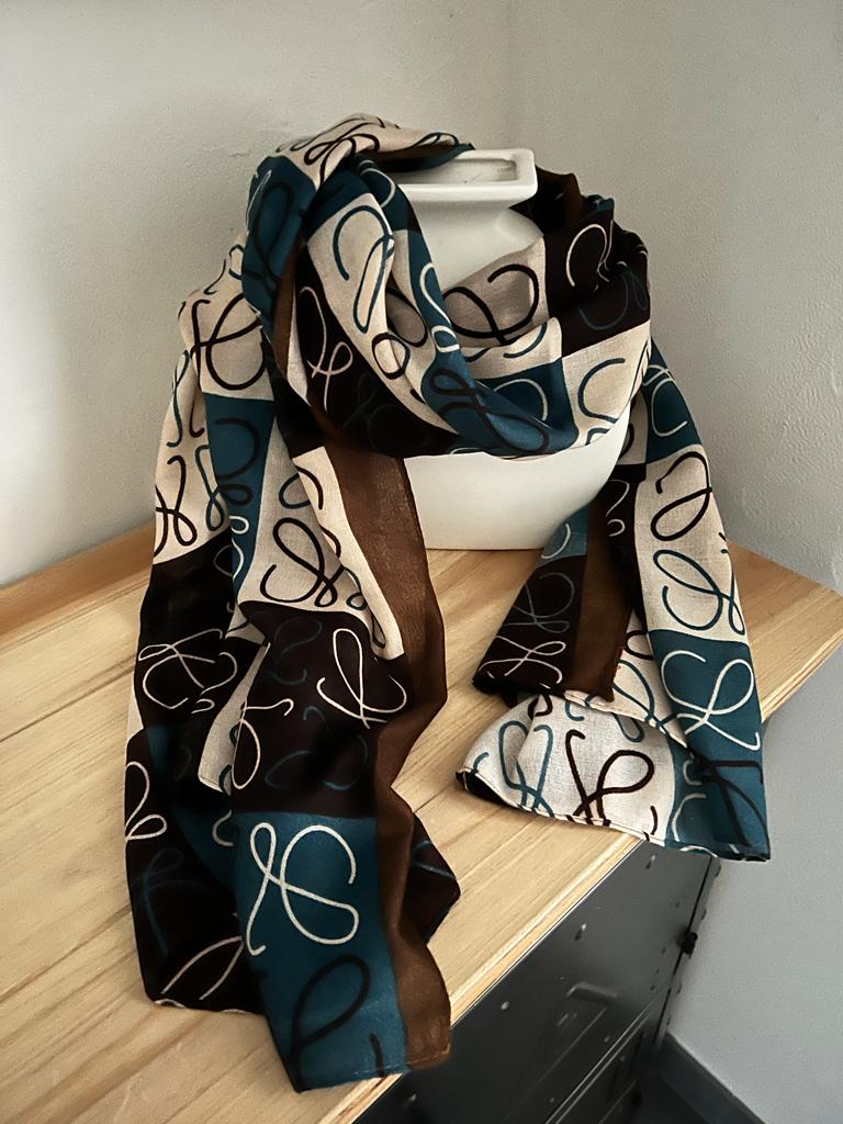 Foulard marron & bleu canard