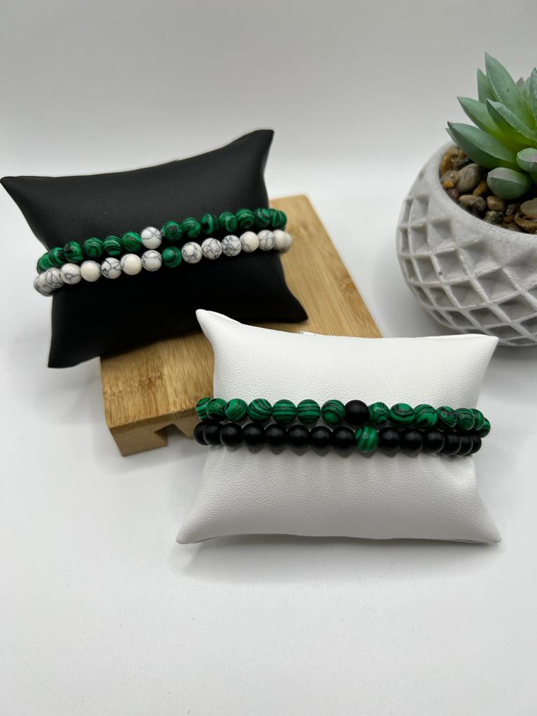 Bracelet couple pierres naturelles 6mm