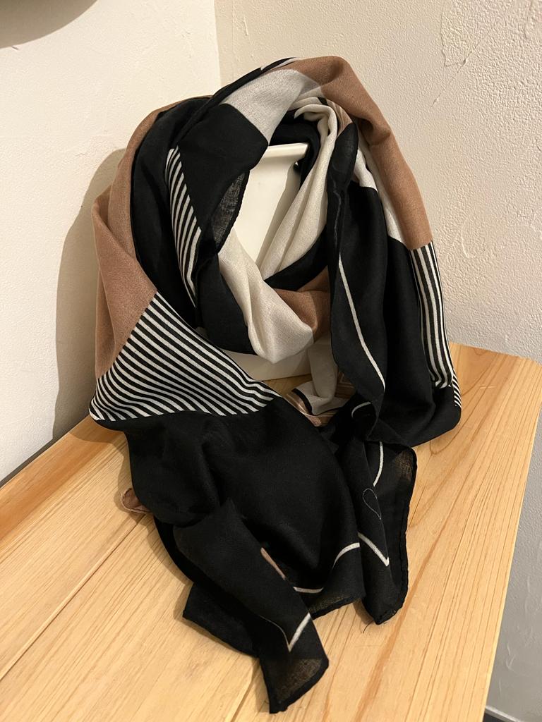 Foulard Trio beig noir & marron