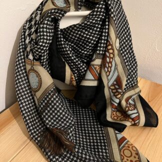 Foulard beige & vichy noir