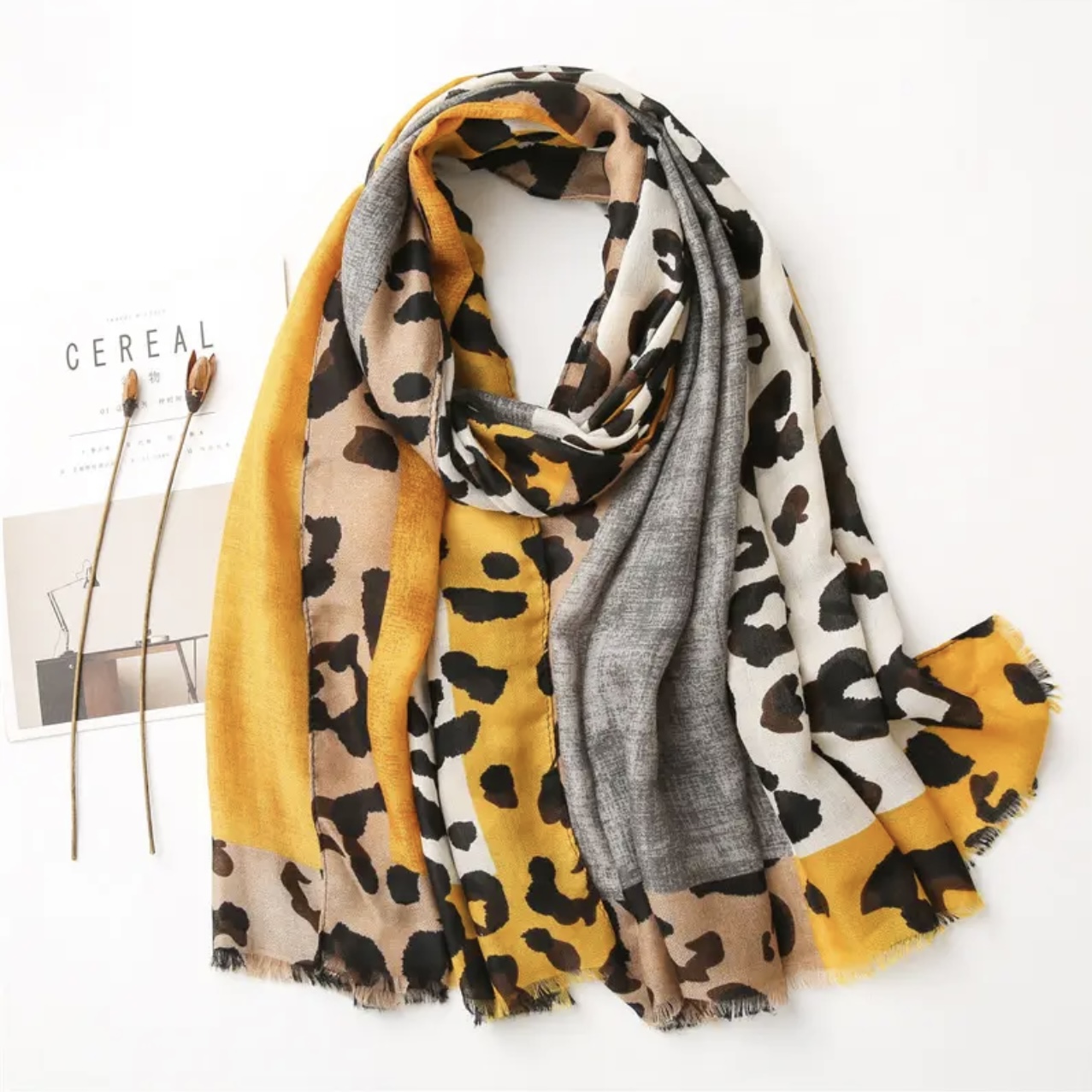 Foulard Bengale gris et jaune