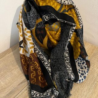Foulard Calypso gris & moutarde