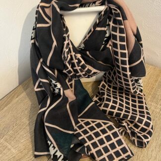 Foulard Chic gris, marron et rose