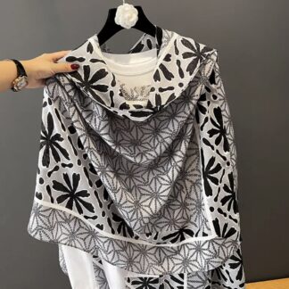 Foulard Printemps gris et noir