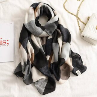 Foulard Damier_Gris et noir