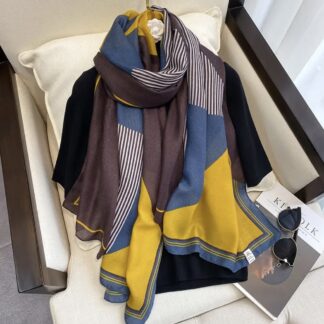 Foulard damier bleu et jaune