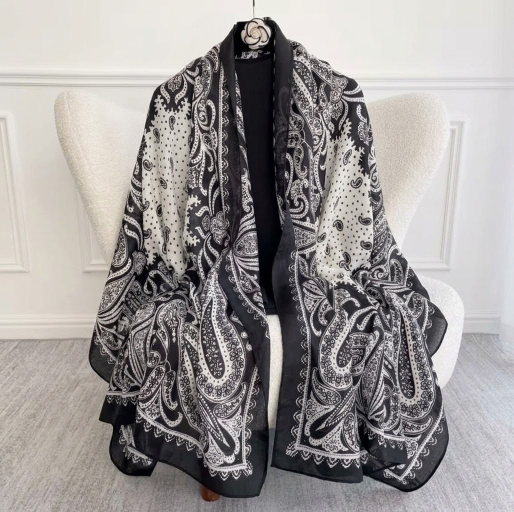 Foulard gris & noir