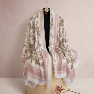 Foulard rose & beige